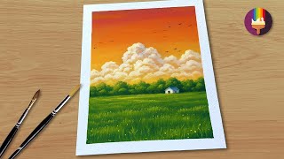 Beginner Spring Village Scenery Simple Acrylic Painting Tutorial