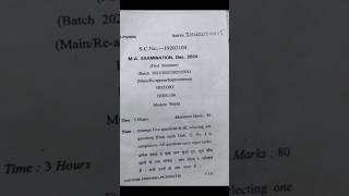 M.A. History 1st semester December 2024# CBLU#Modern World#Question paper