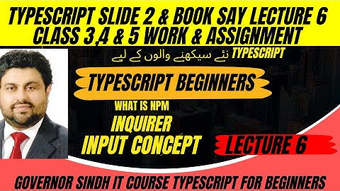 Typescript Lecture 6 Book and Slide Practice Governor Sindh IT Course