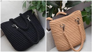 Crocheted Shopper Bag with Oval Bottom Crochet Pattern Сумка Шоппер с овальным дном Видео МК