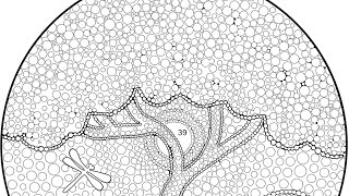 Twisted Tree & Dragonfly Skies Mosaic Dots Modern Art By Number Color Oasis