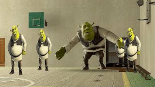 GMOD: Running away from 5 Shrek-Nextbots at School (with 1000000000 HP) █ Garry's Mod █