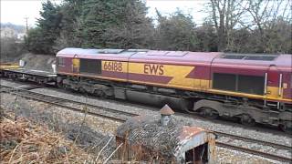 DBS 66188 & 66021 6W19 Bargoed-Bescot 24/03/13