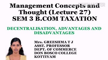 MANAGEMENT CONCEPTS AND THOUGHT (LECTURE 27)SEM 3 B.COM TAXATION