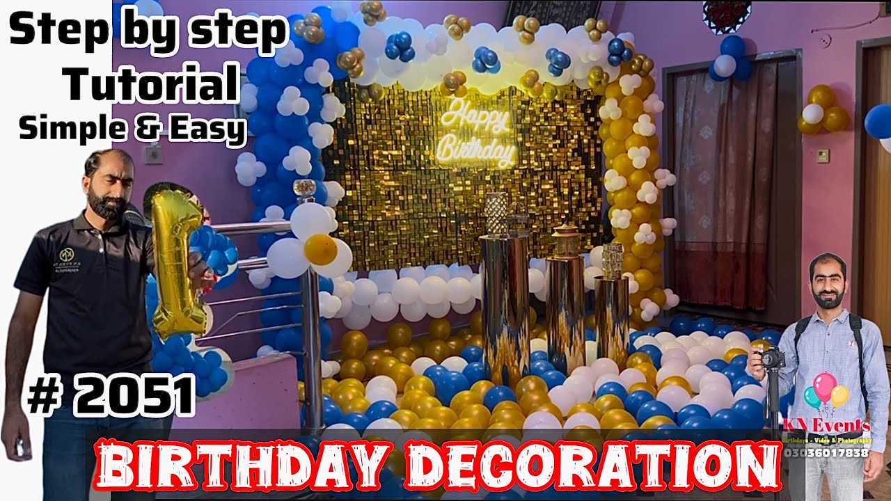 Birthday decoration in white and blue theme