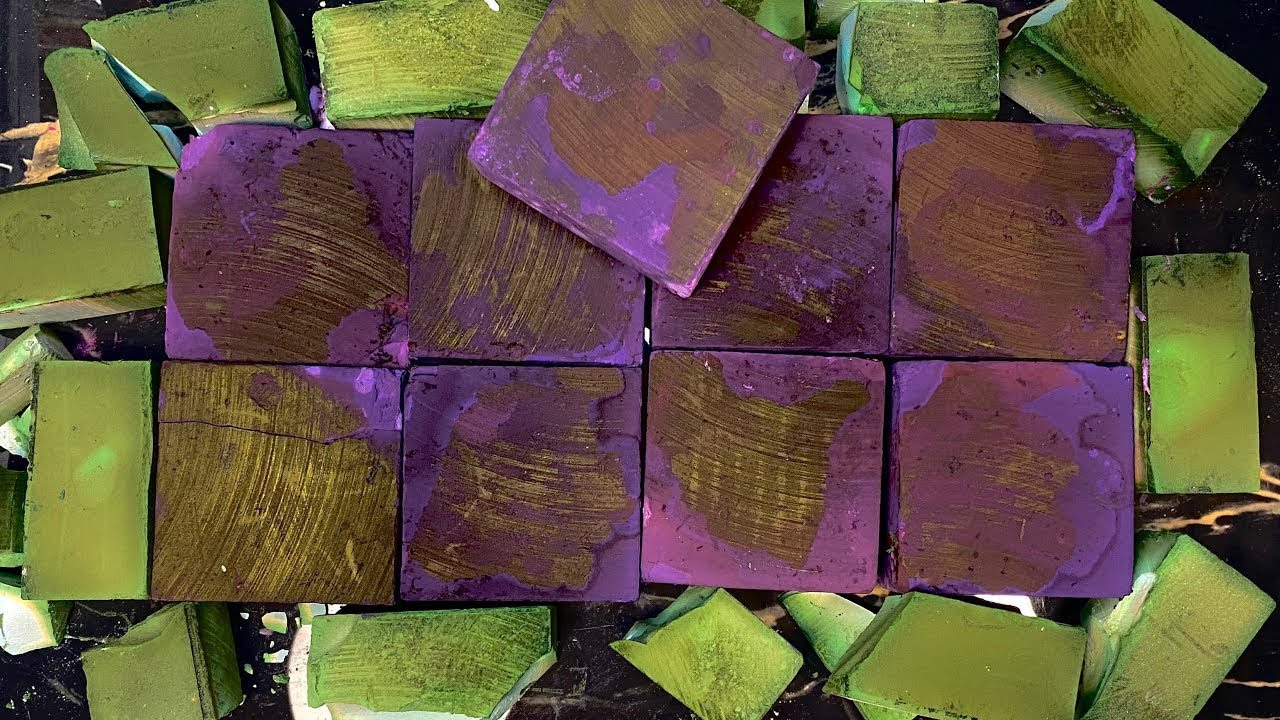 Dyed Green And Purple Soft Blocks Crush | Oddly Satisfying