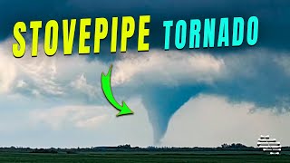 Stovepipe Tornado With No Rotating Wall Near a Town
