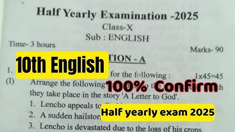10th English-question paper-half yearly exam 2025