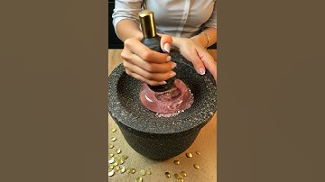 【4K】【ASMR】Crushing a Morganite Gemstone in Stone Mortar