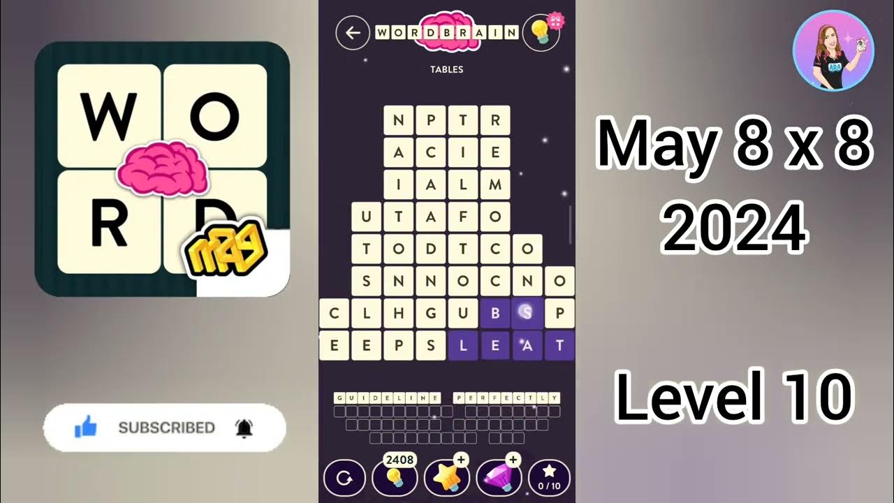 Wordbrain May 2024 8X8 Puzzles Level 10 Solution YouTube