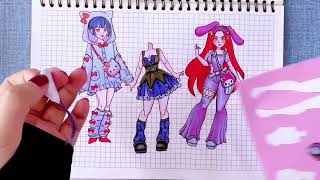 OMG! RUMI MIRA ZOEY COSPLAY KUROMI MELODY 💜 KPOP DEMON HUNTERS | STICKER BOOK ASMR screenshot 3