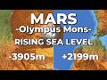 Mars Rising Sea Level - Olympus Mons🪐(4K) #geography #mars #space #oceanfloor #map