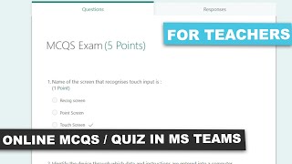 Create MCQS or Quiz in MS Teams