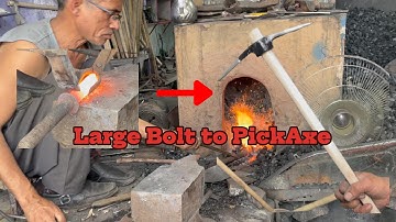 Forging a Powerful Pickaxe from a Giant Bolt: Mesmerizing Blacksmithing Transformation