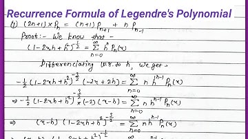 Recurrence Formula of Legendre