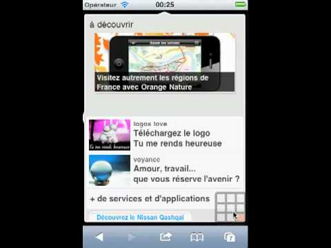 Présentation du portail mobile Orange France sur iPhone