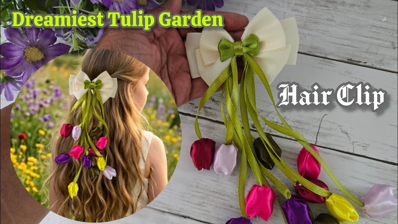 🌷 Making the Dreamiest Tulip Garden Hair Bow | Step-by-Step DIY