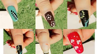 6 Easy Nailart For Long Nails || Nailart at home || Simpal  Naildesign at home || Laxmi nail art