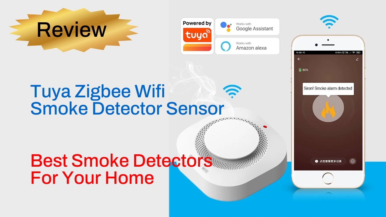 Review Tuya Zigbee Wifi Smoke Detector Sensor 80DB Alarm Fire Smart ...