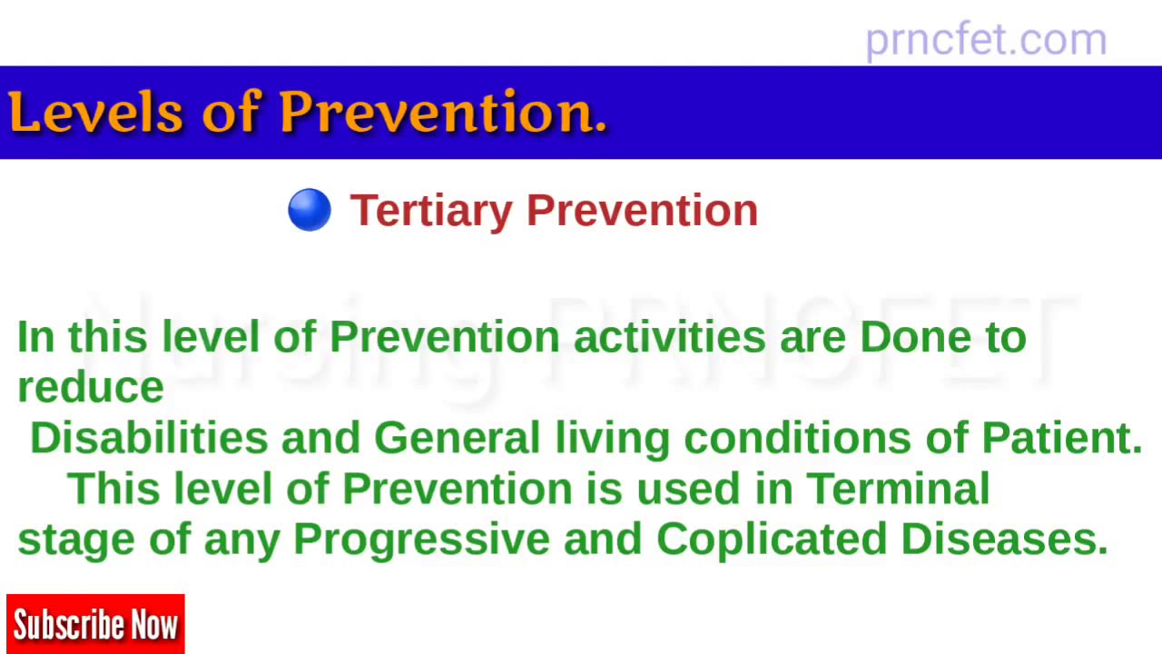 Levels of Prevention with Examples And MCQs Community Health Nursing