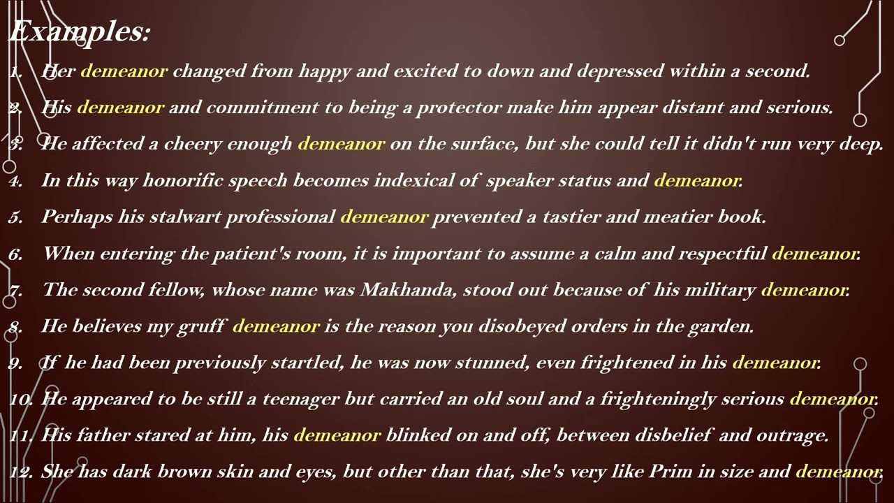 Demeanor Meaning with Examples