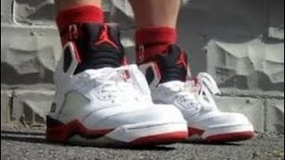 jordan 5 fire red black tongue