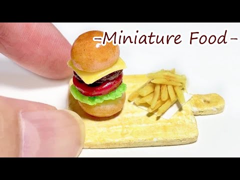 パン ハンドメイド スイーツ ハンバーガー スイートポテト ミニチュアフード 粘土】ミニチュアのハンバーガーを作ってみた 【ミニチュアフード】DIY