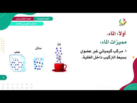 العلوم الحياتية 11 الفصل 1 التركيب الكيميائي للخلية 