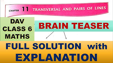 TRANSVERSAL AND PAIRS OF LINES | DAV CLASS 6 MATHS CHAPTER 11 BRAIN TEASER | MATHS  SOLUTION