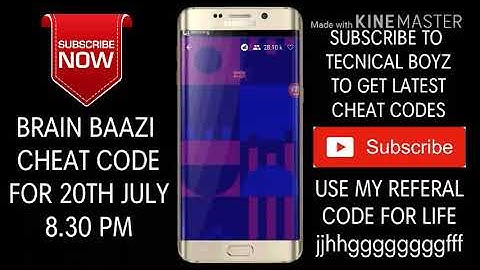 BRAIN BAAZI CHEAT CODE FOR 20TH JULY 8.30 PM || CHEAT CODE || #BAAZINOW By Technical boyz