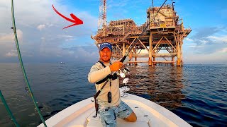 SOLO Fishing These HUGE! GAS RIGS in the Gulf of Mexico | MULTIPLE SPECIES!!! |