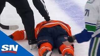 Zack Kassian Takes Scary Fall To The Ice After Fight With Zack MacEwen