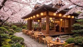 4K Japanese Cherry Blossom Café 🌸 Spring Garden Ambience | Soft Jazz Background | Static Relaxation screenshot 4