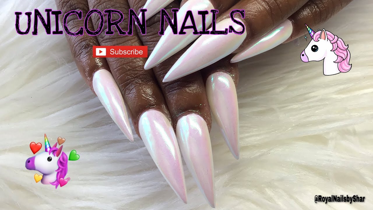 3. Glitter Unicorn Stiletto Nails - wide 2