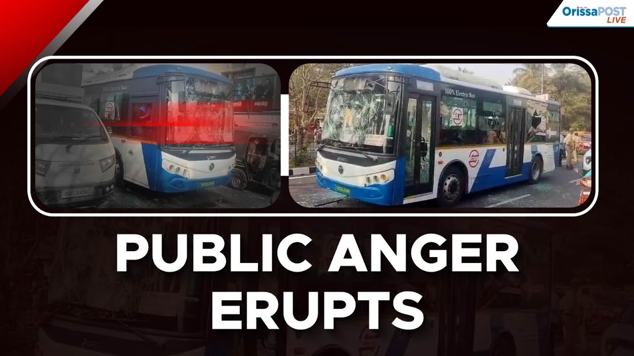 Janpath road chaos after Ama bus hits bike | Crowd vandalises 3 buses, police step in