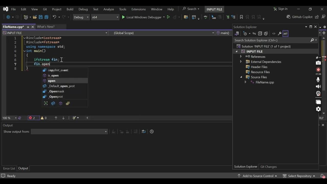 How to Open file in Visual Studio using C++ | Most easiest method ...