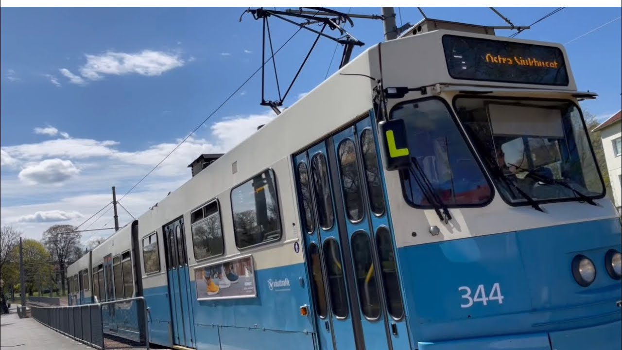 Sweden, Göteborg Tram Ride Nr 5 from Virginsgatan to Östra Sjukhuset