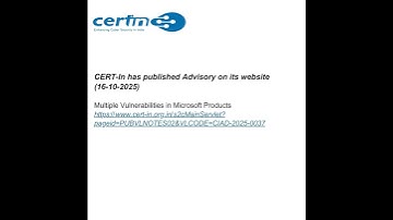 CERT-In has published Advisory on its website (16-10-2025)
