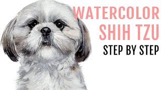 Watercolor Dog Painting Tutorial  How to Paint a Realistic Shih Tzu