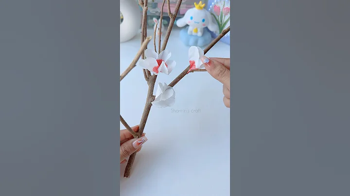 DIY cherry blossom 🌸 flower #craft #youtubeshorts #shortvideo #shorts