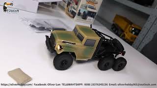 Unbox 1/18 half metal chassis plastic 6X6 RC military truck crawler, great to have fun with kids