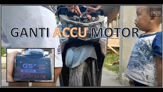 Tutorial Mengganti accu aki motor Yamaha Mio  J