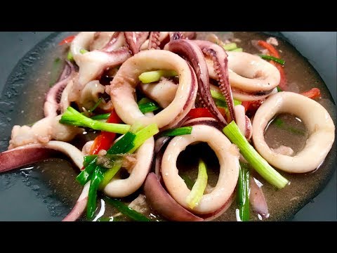 วีดีโอ: ปลาหมึกผัดผักสด