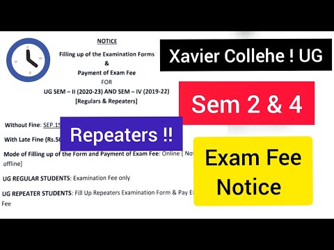 Exam Fee Payment Notice , Sem 2 & 4 | Xavier College , Ranchi ? Student Login , Repeaters ?