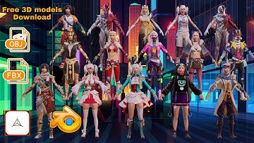 Characters 3d model pack pubg mobile prisma3d Blender bon fbx obj free download