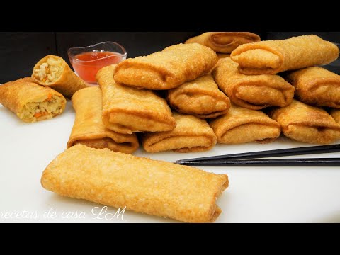 ROLLITOS DE PRIMAVERA CON MASA CASERA RECETA FÁCIL Y RÁPIDA | SPRING ROLLS WITH HOMEMADE DOUGH