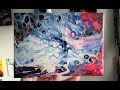 Fluid Painting on Glass - 3 Paintings using Blow Dryer & Golden Acrylics + Spray of Diluted Dishsoap