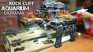 Create A Rock Cliff Waterfall Diorama For Shallow Aquarium Decorations by gurune kreatif poel 88,581 views 1 year ago 7 minutes, 38 seconds