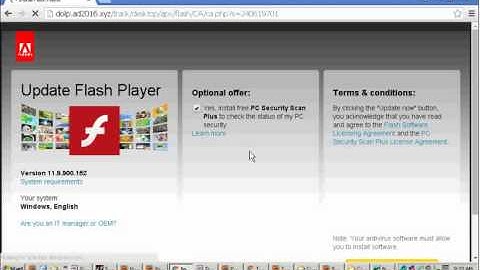 WARNING: NEVER update Adobe Flash Player from a web browser pop-up window