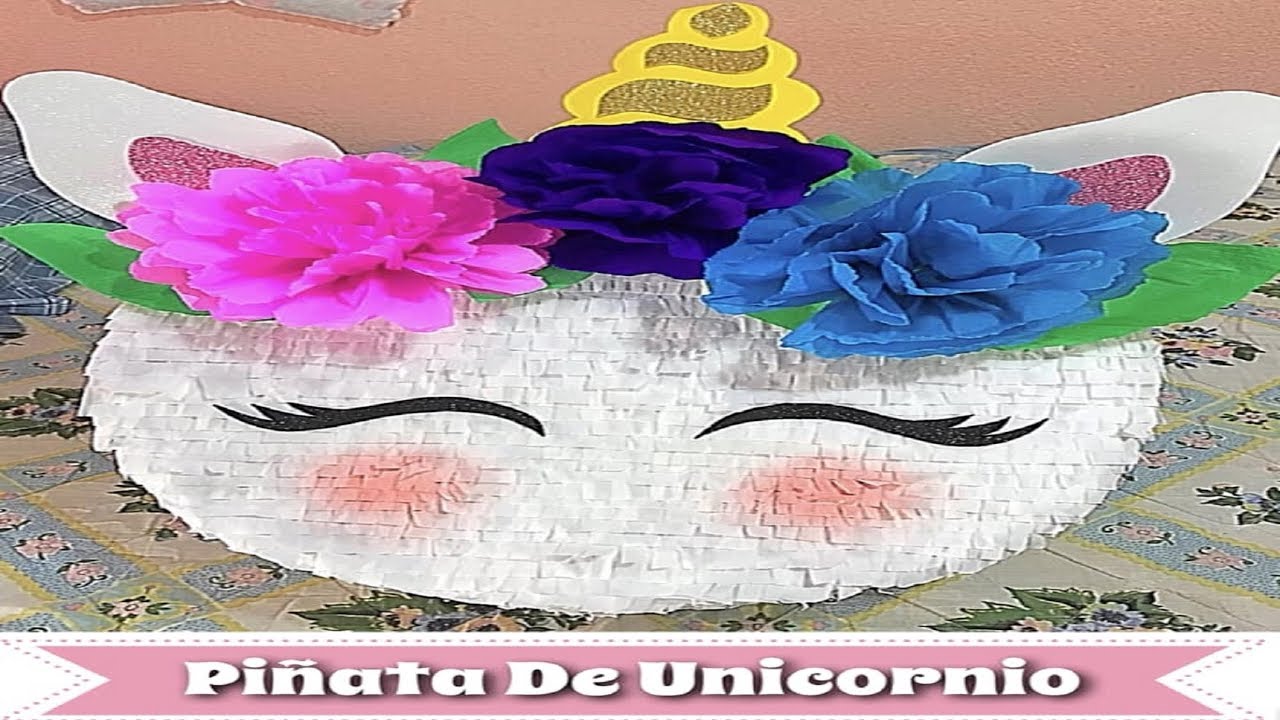 Piñata de unicornio y flores  Piñata de unicornio, Piñatas, Como